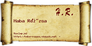 Haba Rózsa névjegykártya